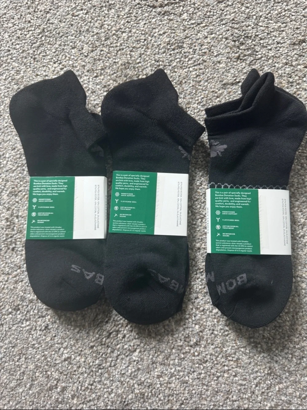 Bombas Black Low-Cut Athletic Socks – Pack of 3